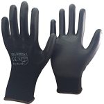 Nitrile Coated Thin PU Black Gloves, Pack of 12-0